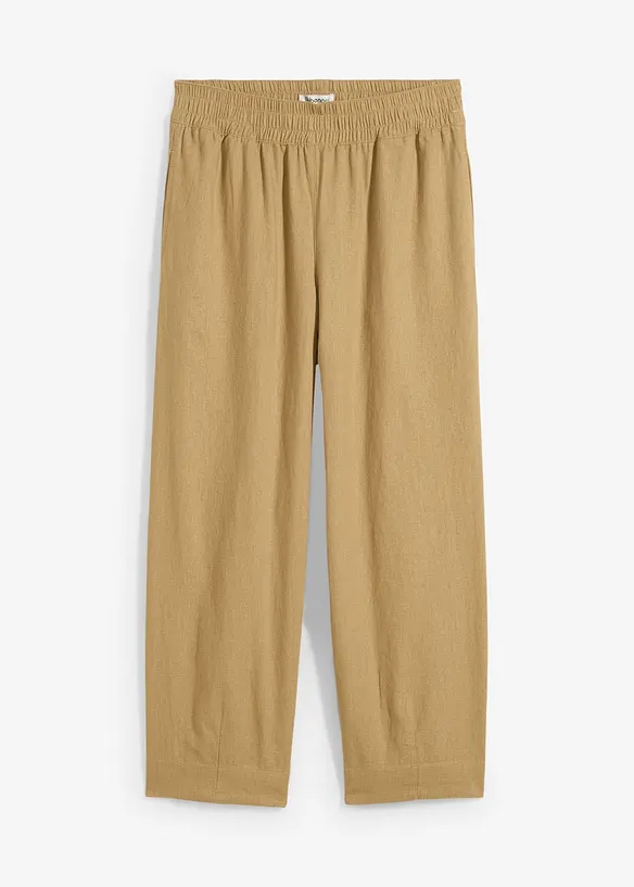 Pantalon 7/8 taille élastiquée en lin mélangé, bonprix