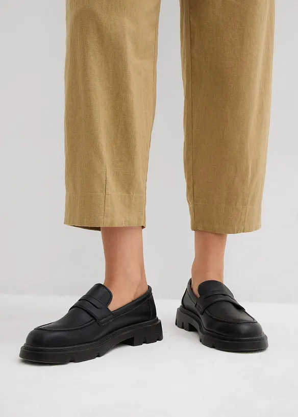 Pantalon 7/8 taille élastiquée en lin mélangé, bonprix