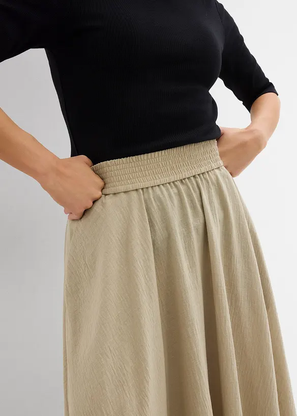 Jupe midi, taille élastiquée, bonprix