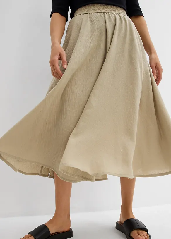 Jupe midi, taille élastiquée, bonprix