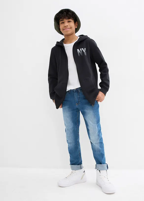 Sweat zipp&eacute; &agrave; capuche en coton m&eacute;lang&eacute;, bonprix