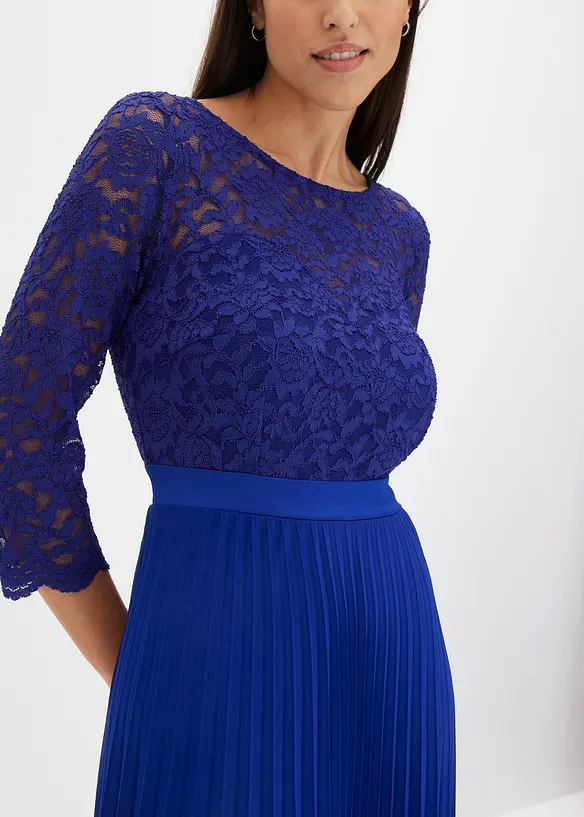 Chiffonkleid mit Spitze und Plissee-Rock, bonprix