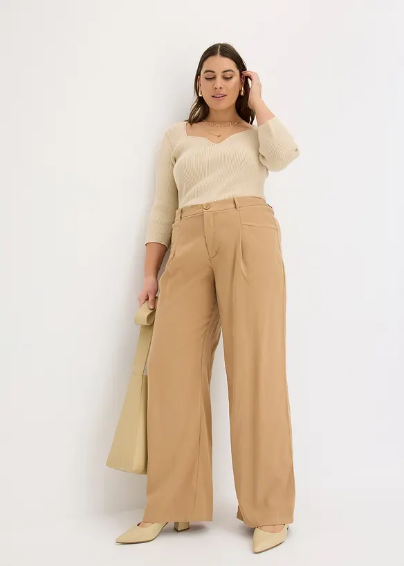 Pantalon palazzo à taille élastiquée, bonprix