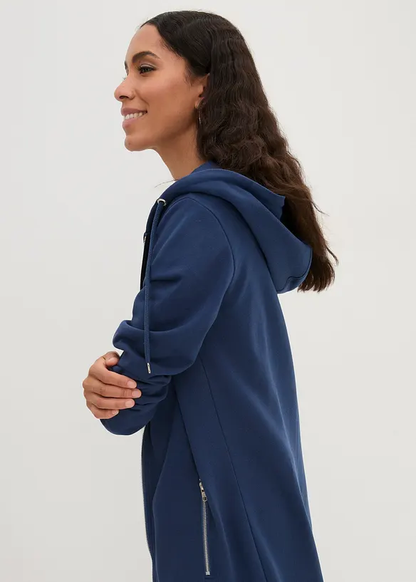 Long sweat zippé avec poches zippées, bonprix