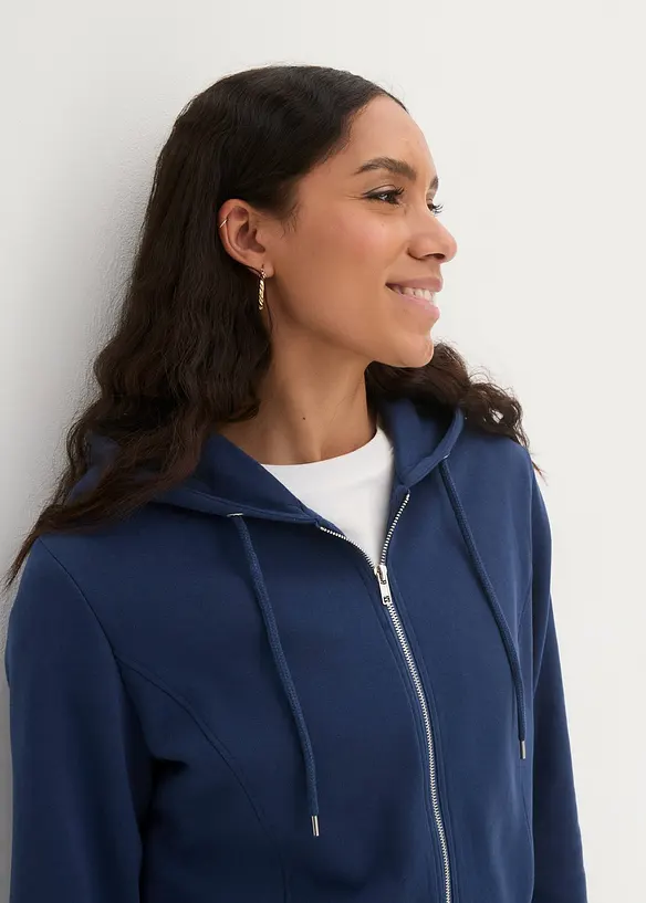 Long sweat zippé avec poches zippées, bonprix