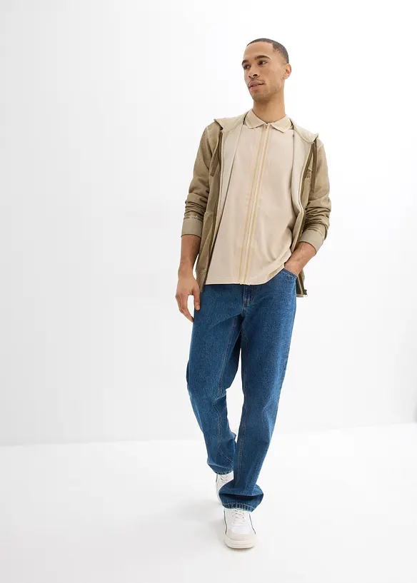 Polo zippé en maille piquée 100% coton, bonprix