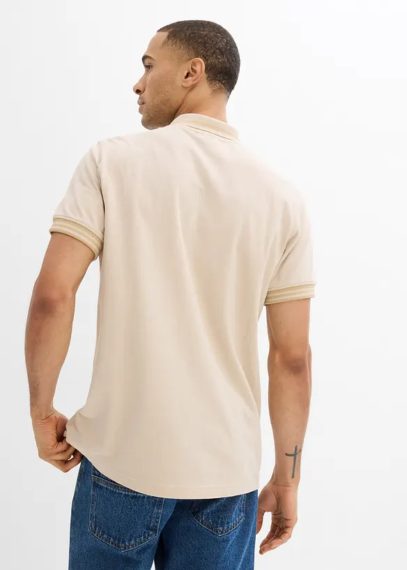 Polo zippé en maille piquée 100% coton, bonprix