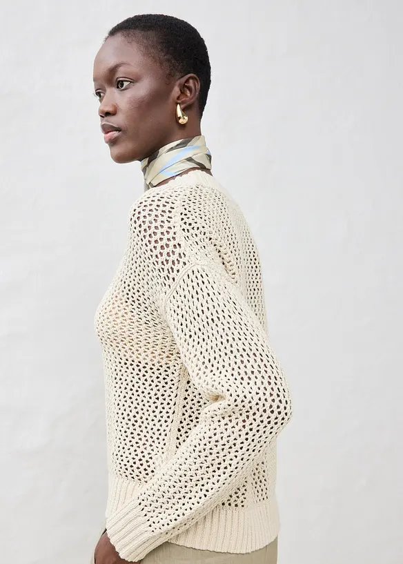 Pull ajouré en lin mélangé, bonprix