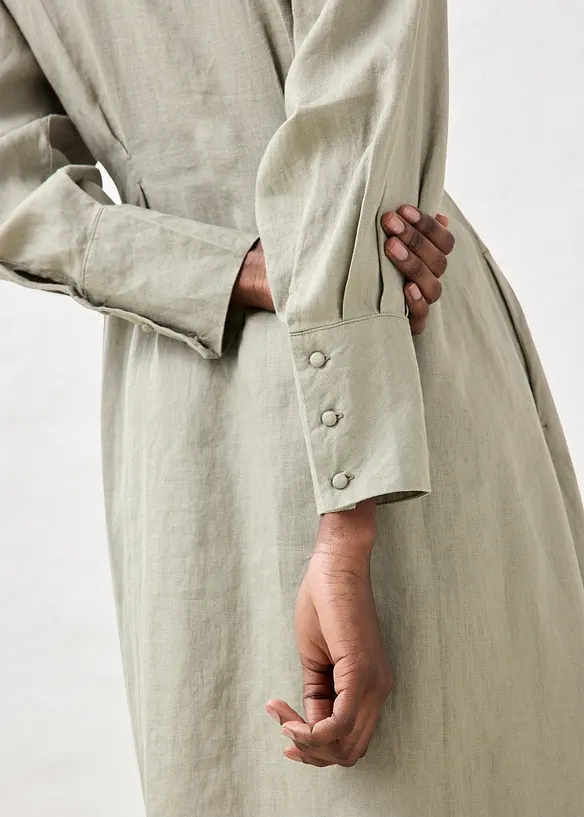 Hemdblusenkleid aus reinem Leinen, bonprix