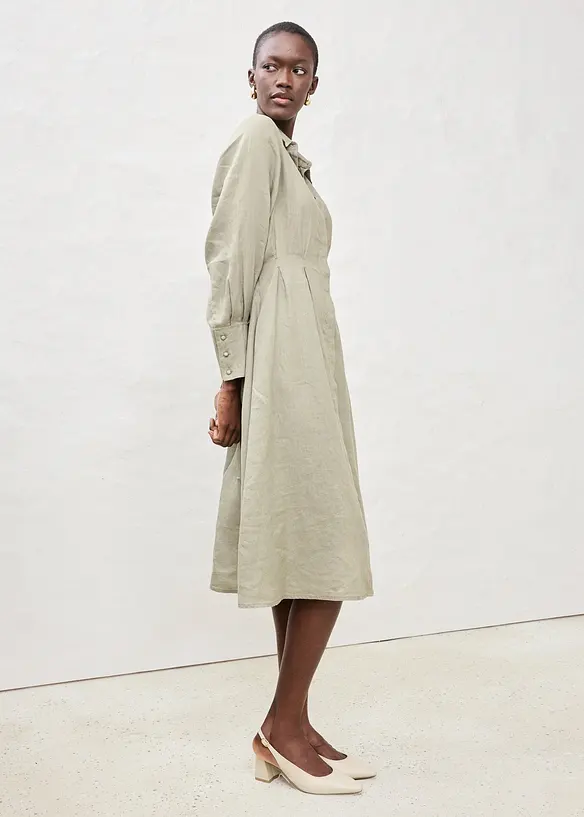 Hemdblusenkleid aus reinem Leinen, bonprix