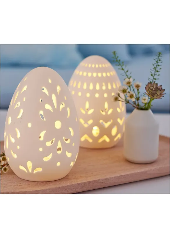 Objet déco LED œuf de Pâques avec perforations (Ens. 2 pces.), bonprix