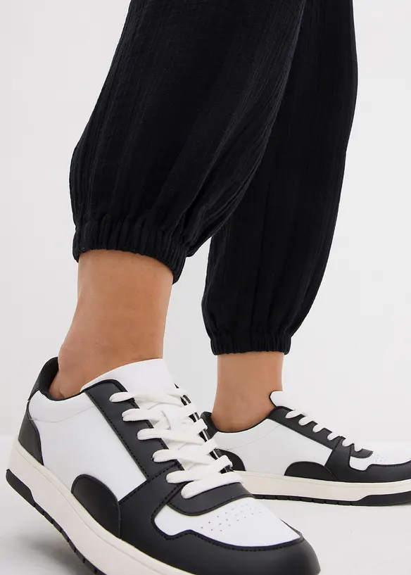 Pantalon en gaze de coton avec ceinture smockée, bonprix