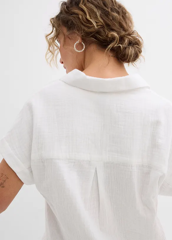 Blouse manches courtes en gaze de coton a&eacute;rien, bonprix