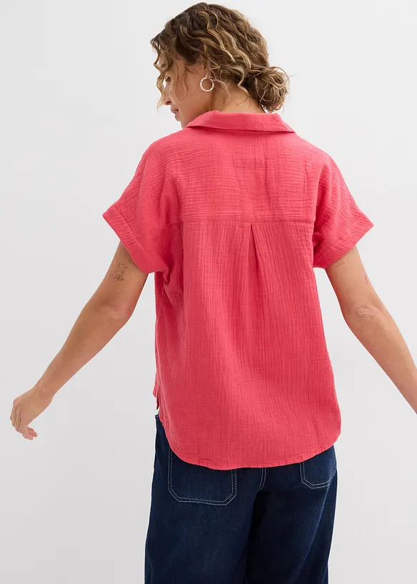 Blouse manches courtes en gaze de coton aérien, bonprix