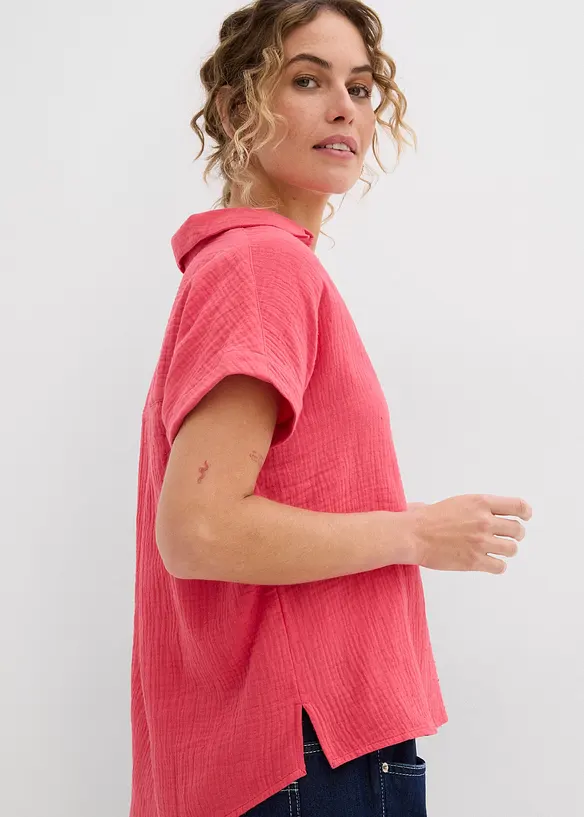 Blouse manches courtes en gaze de coton aérien, bonprix