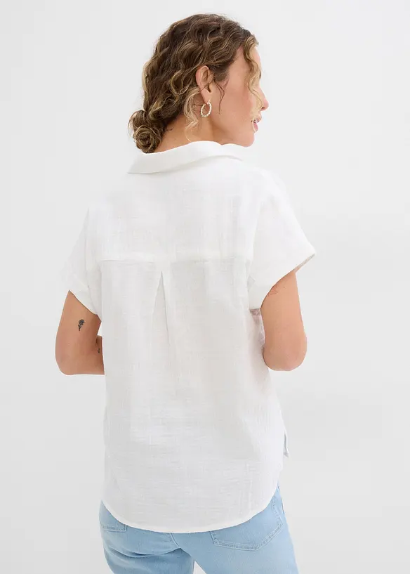 Blouse manches courtes en gaze de coton a&eacute;rien, bonprix
