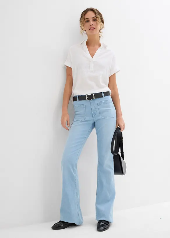 Blouse manches courtes en gaze de coton a&eacute;rien, bonprix