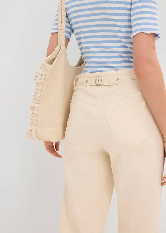Jean droit taille haute, peu extensible, bonprix