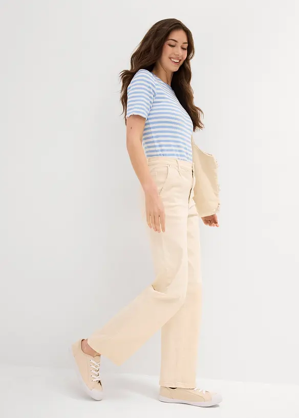 Jean droit taille haute, peu extensible, bonprix