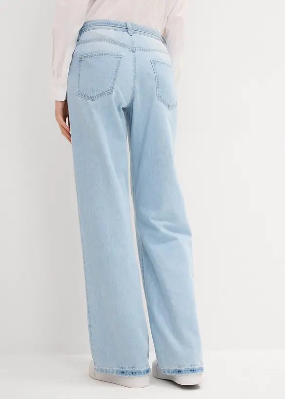 Wide-Leg-Jeans, Mid Waist, Gürtel, bonprix