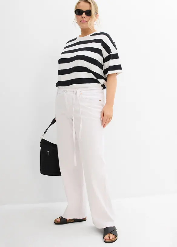 Jean large, taille mi-haute, ceinture, bonprix