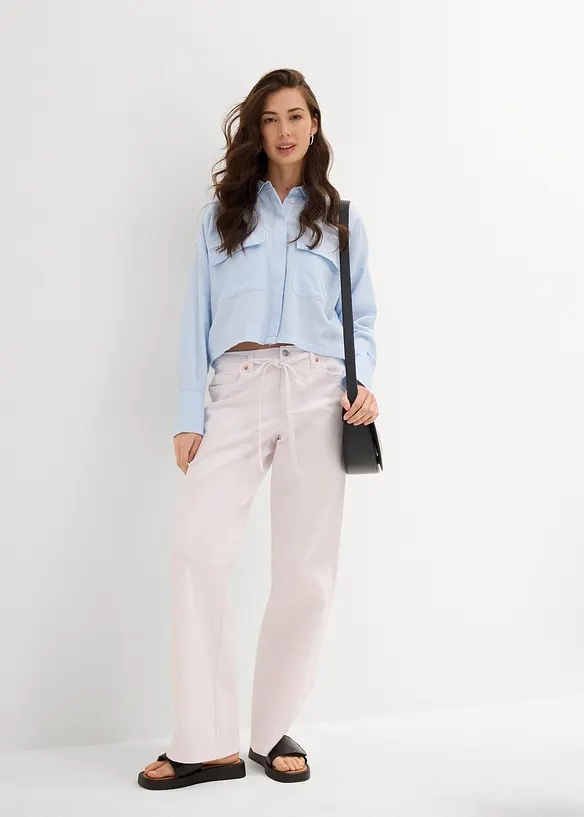 Jean large, taille mi-haute, ceinture, bonprix