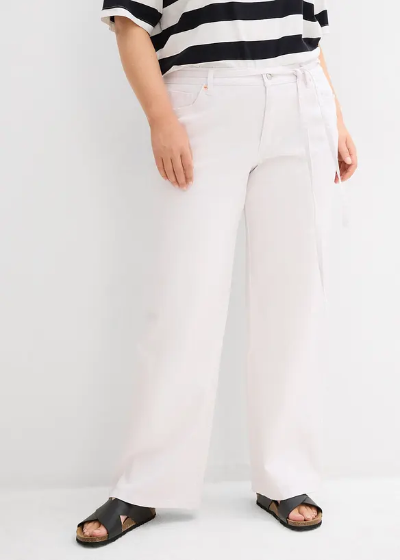 Jean large, taille mi-haute, ceinture, bonprix