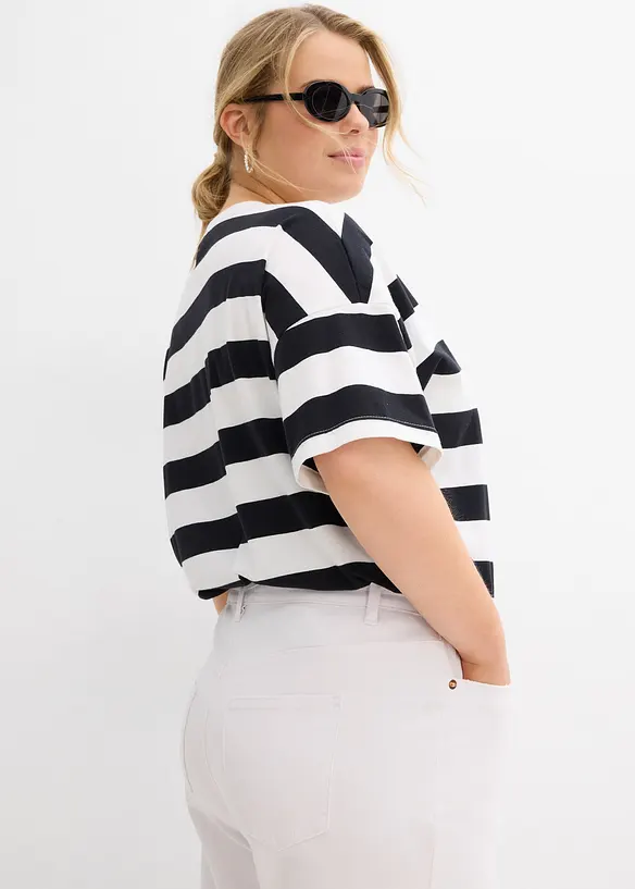 Jean large, taille mi-haute, ceinture, bonprix