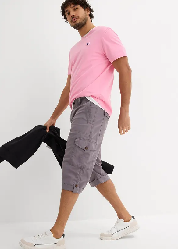 Bermuda long cargo en lin mélangé, Regular, bonprix