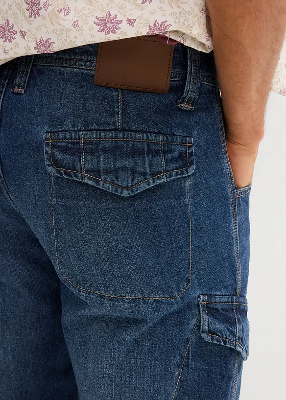 Bermuda long poches cargo en denim léger, coupe loose, bonprix