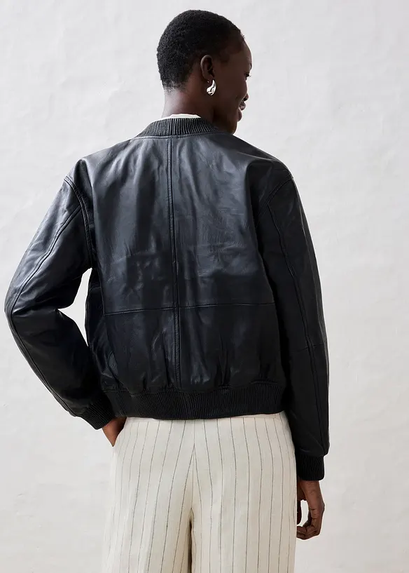 Blouson en cuir nappa d'agneau, bonprix