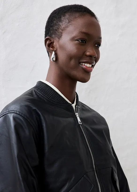 Blouson en cuir nappa d'agneau, bonprix