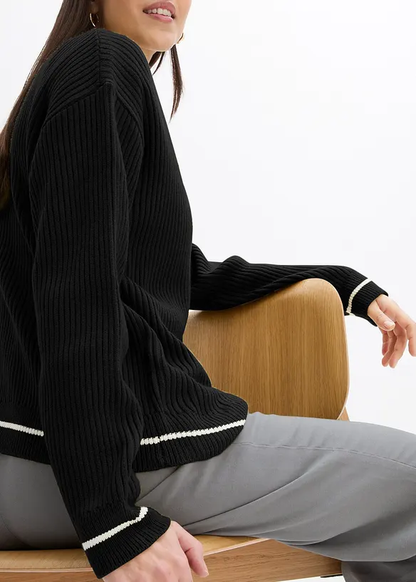 Gilet oversize en maille avec broderie, bonprix