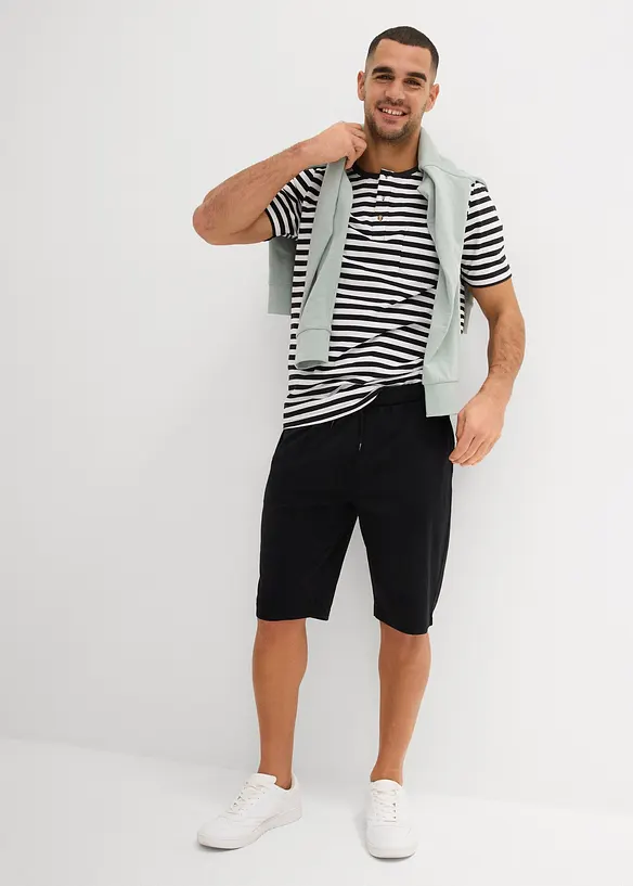 Kurzarm-Henleyshirt (2er Pack) aus reiner Bio-Baumwolle, bonprix