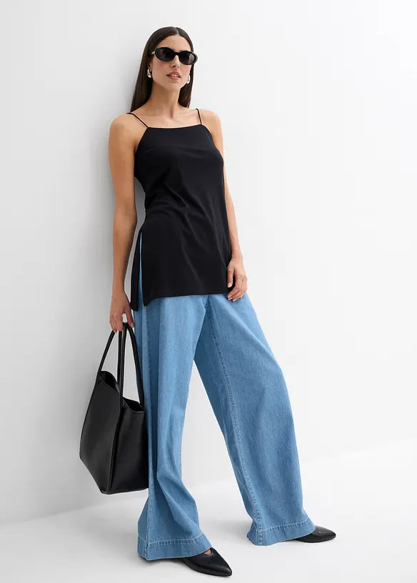 Top à fines bretelles et base asymétrique en viscose mélangée, bonprix