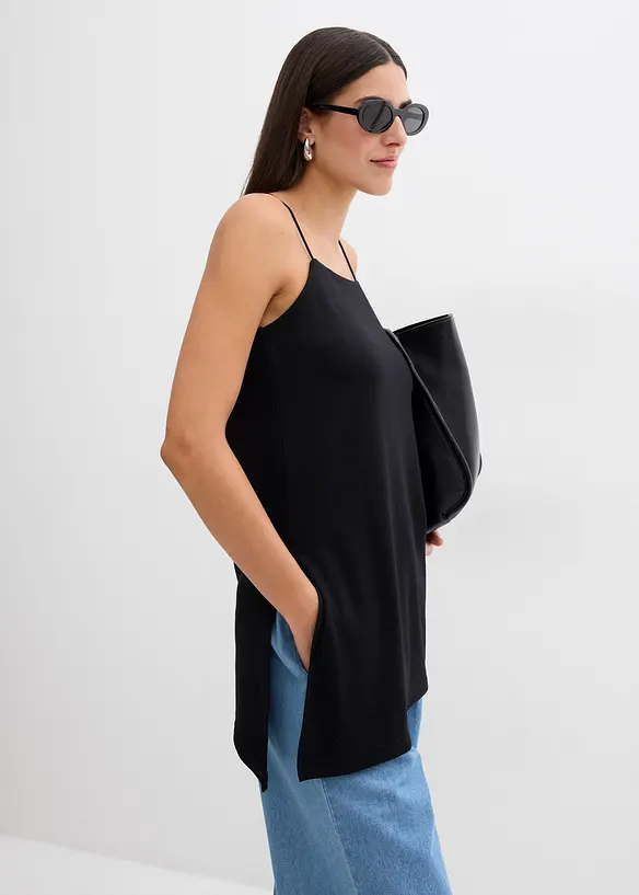Top à fines bretelles et base asymétrique en viscose mélangée, bonprix