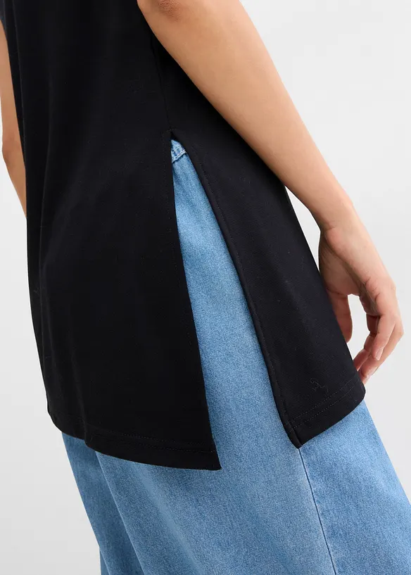 Top à fines bretelles et base asymétrique en viscose mélangée, bonprix