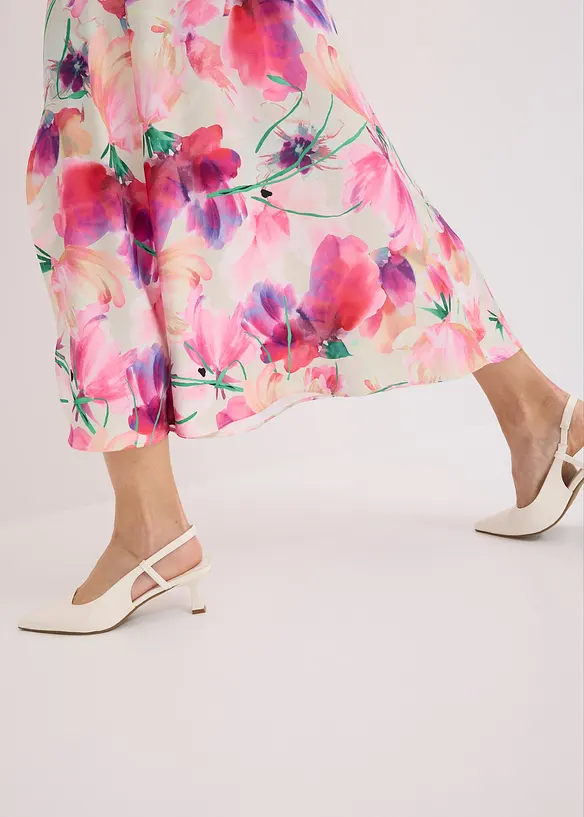 Jupe longue en satin à boutons décoratifs, bonprix