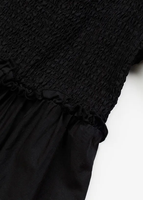 Robe midi à manches bouffantes et haut smocké, bonprix