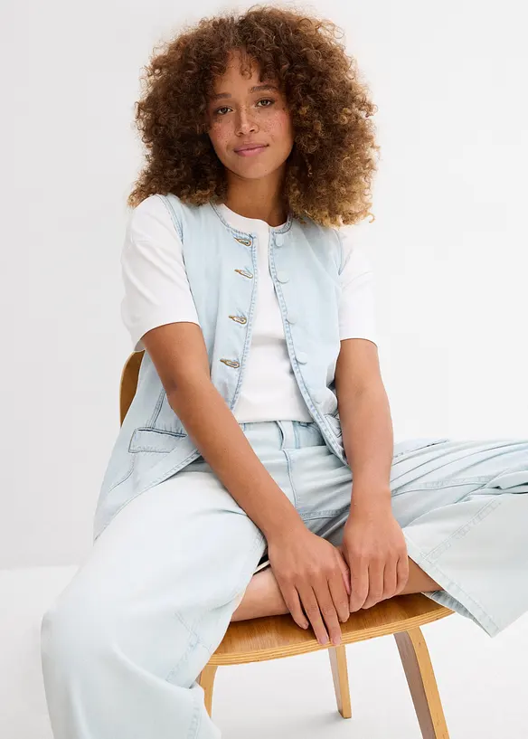 Jean balloon taille mi-haute, doux et raccourci, bonprix