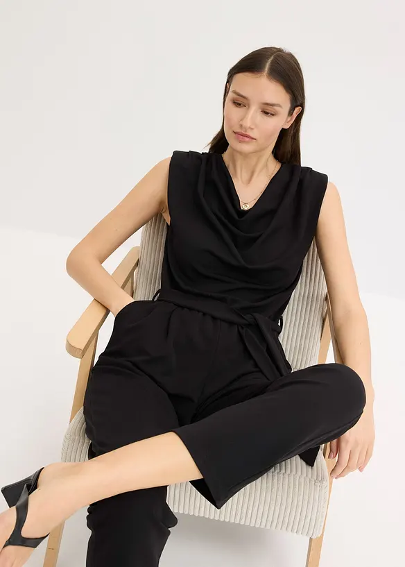 Jersey-Jumpsuit mit Schulterpolster, bonprix