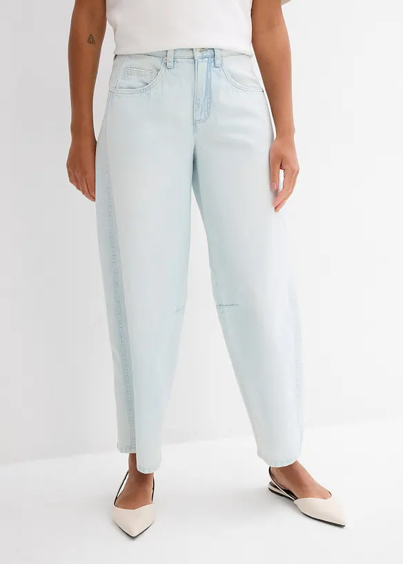 Jean balloon taille mi-haute, doux et raccourci, bonprix