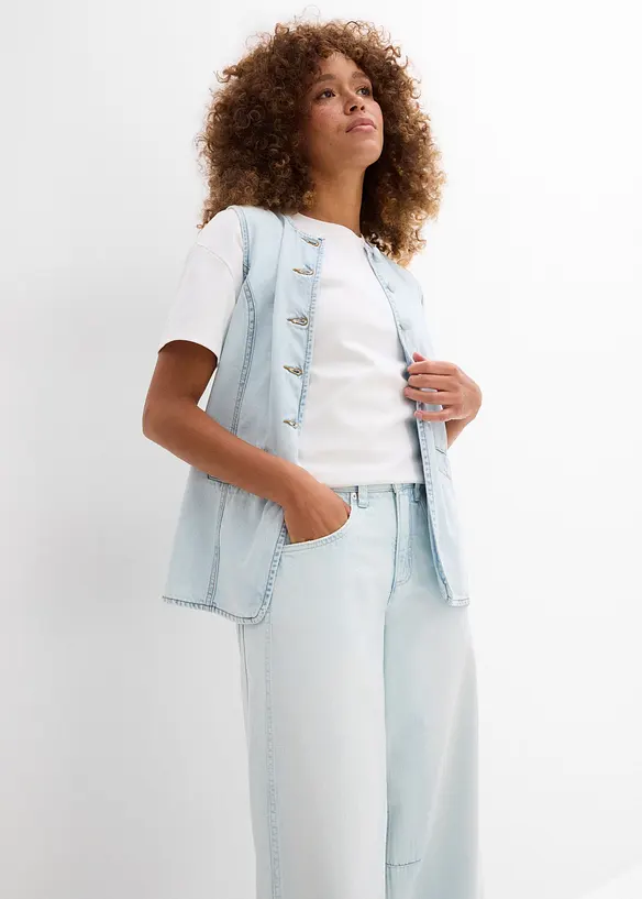 Jean balloon taille mi-haute, doux et raccourci, bonprix