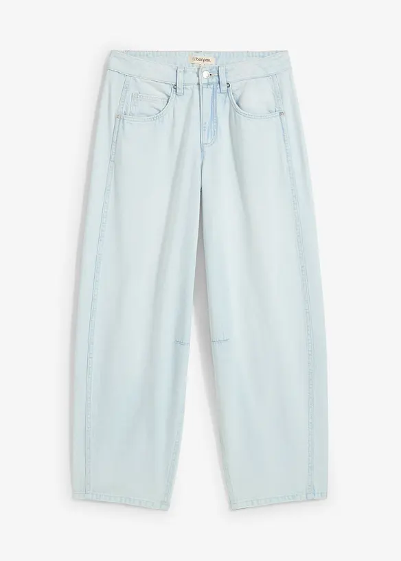 Jean balloon taille mi-haute, doux et raccourci, bonprix