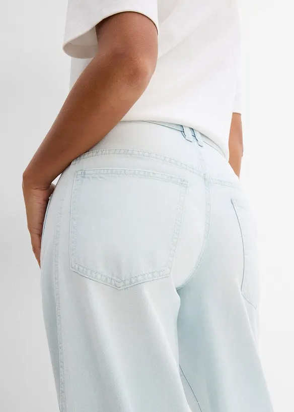 Jean balloon taille mi-haute, doux et raccourci, bonprix