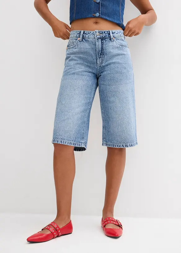 Jeans-Bermuda Mid Waist, Low Stretch, bonprix