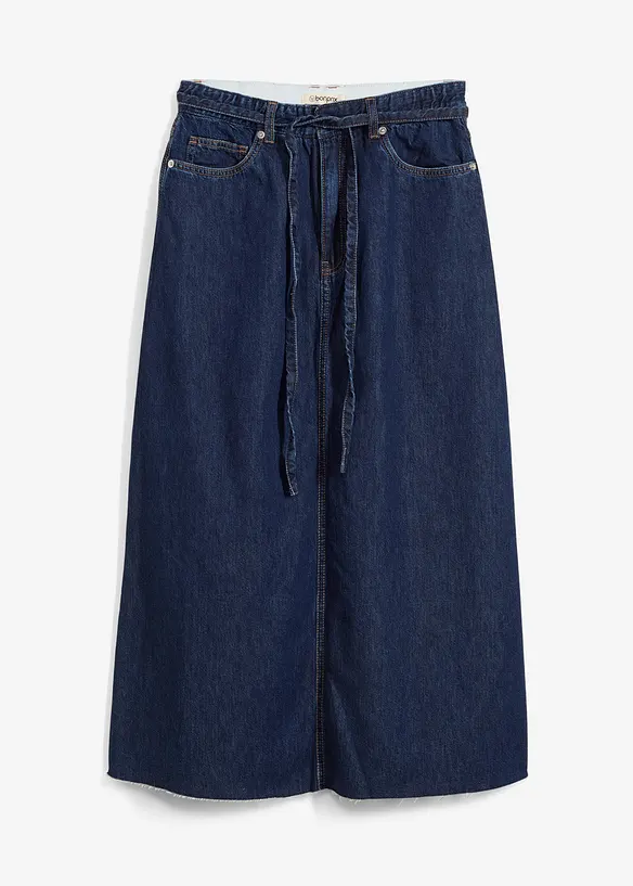 Jupe midi en jean taille mi-haute, toile super souple, bonprix