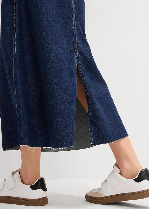 Jupe midi en jean taille mi-haute, toile super souple, bonprix