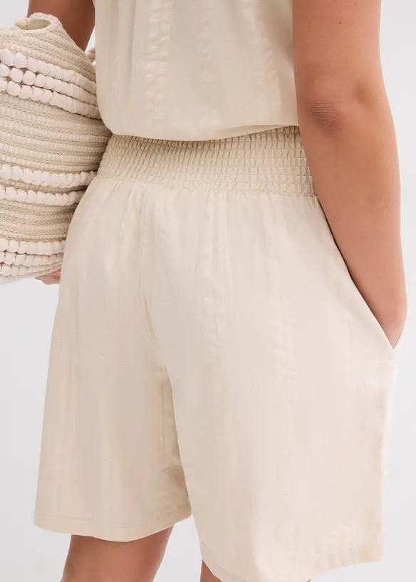 Short taille élastiquée en seersucker coton, bonprix