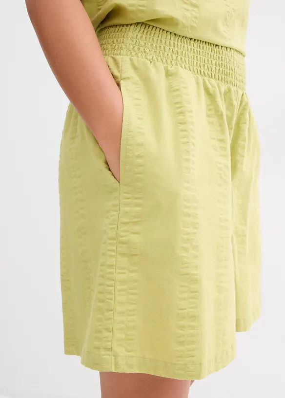 Short taille élastiquée en seersucker coton, bonprix